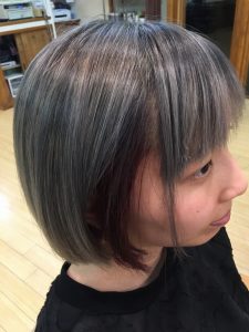太田市,美容室,プニム,グレー,ブリーチ,ダブルカラー,シルバー